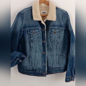 OLD NAVY Ladies Sherpa Denim Jacket Size L